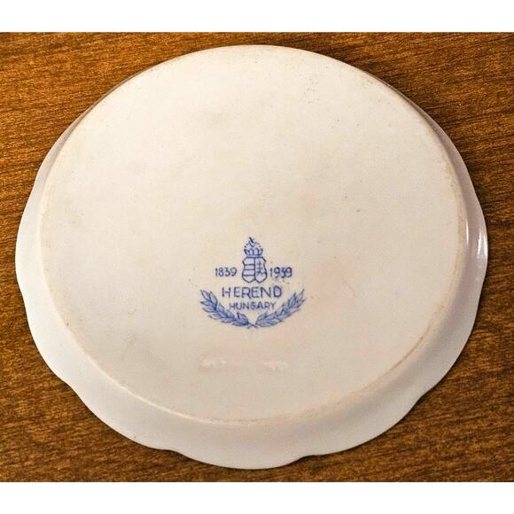 RARE Vintage Herend Hungary 1839- 1939 Butter Pat Dish Mini Plate D (gg310) - Picture 2 of 4